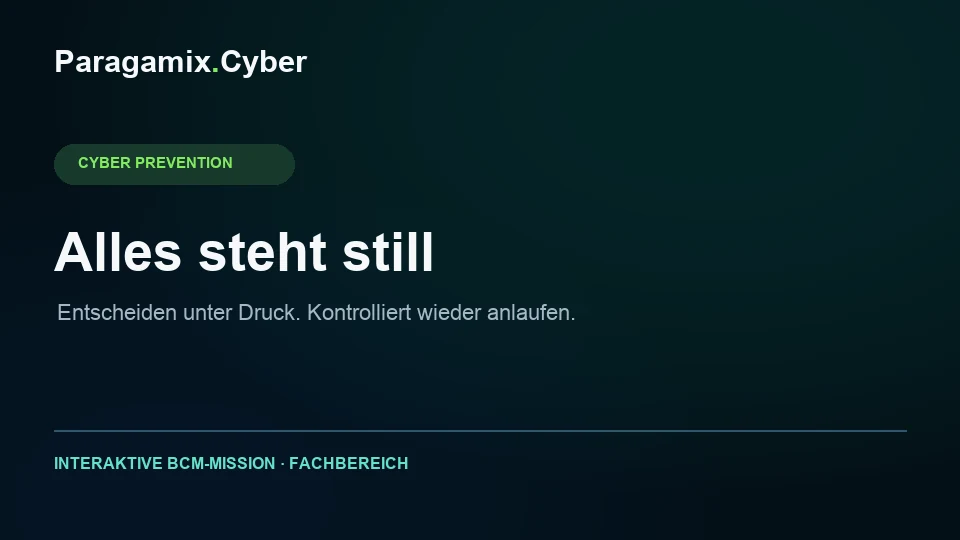 Beispielansicht der Blackout-Mission Alles steht still aus Sicht des Fachbereichs