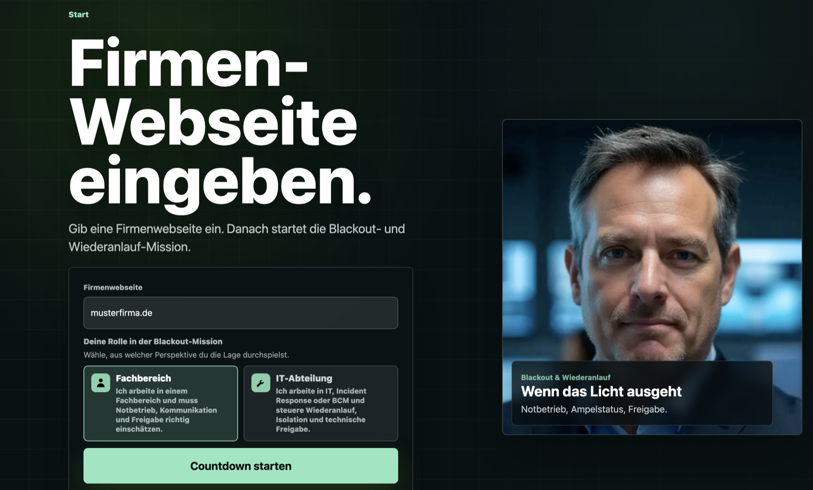 Vorschau einer interaktiven Blackout- und Wiederanlauf-Mission in Paragamix Cyber