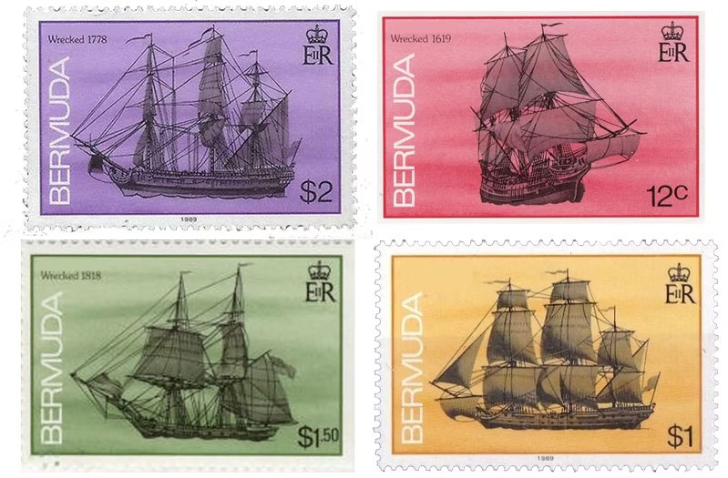 Bermuda-Briefmarkenserie von 1986 mit Wrackmotiven