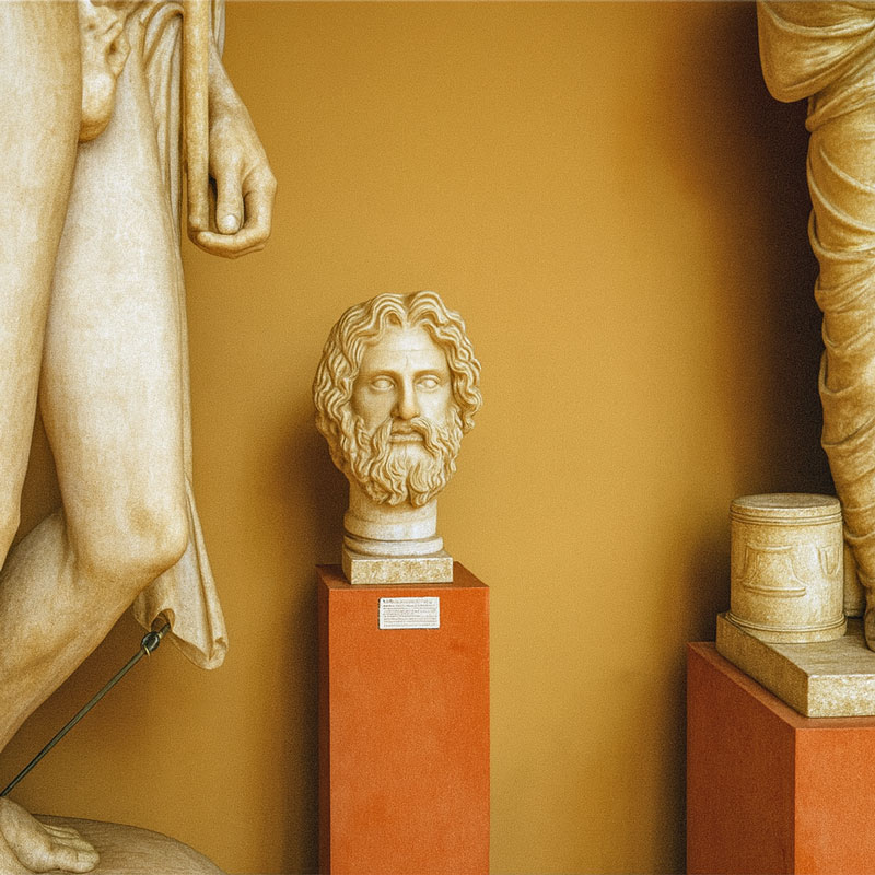 Un busto antiguo de mármol, similar al que se dice que fue recuperado de la Sea Venture.